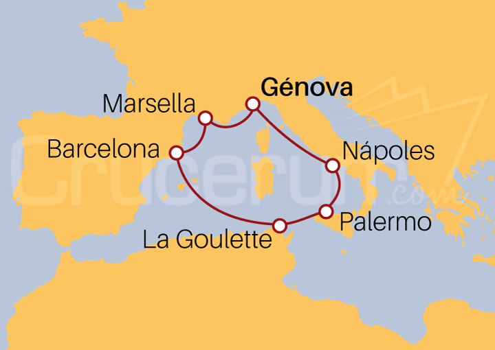 Itinerario Crucero Crucero Tunecino desde Génova II 2022