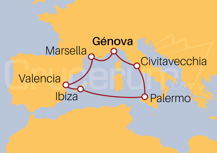 Itinerario Crucero Crucero Mediterráneo desde Génova IV 2022
