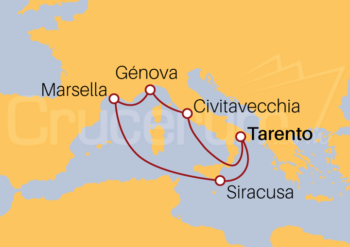 Itinerario Crucero Crucero Maravilla Mediterránea desde Tarento 2022