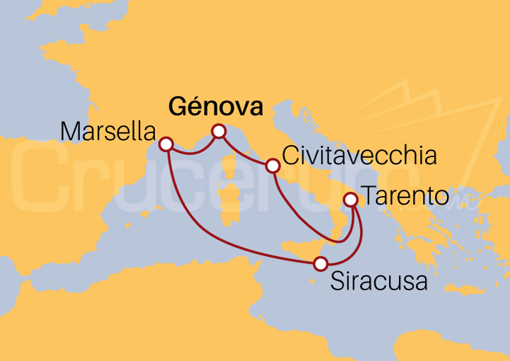 Itinerario Crucero Italia, Francia