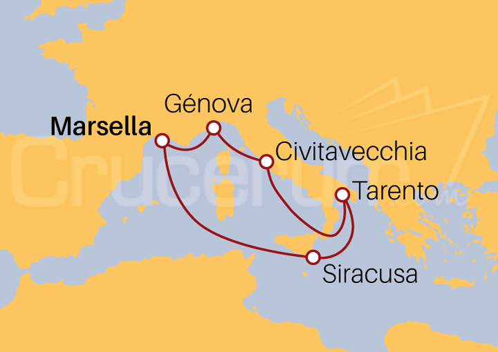 Itinerario Crucero Crucero Francia e Italia desde Tarento 2022