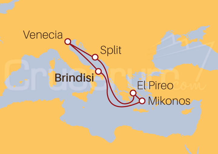 Itinerario Crucero Crucero Mediterráneo Oriental desde Brindisi-Lecce 2022