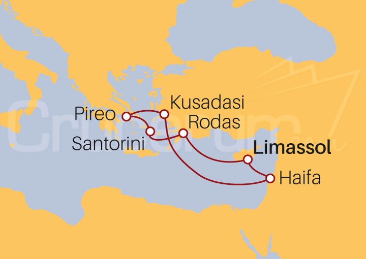 Itinerario Crucero Crucero Mediterráneo Oriental desde Limassol 2022