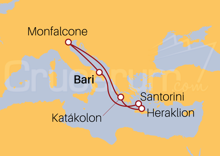 Itinerario Crucero Crucero Brisa Mediterránea desde Bari 2022