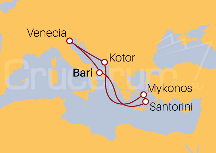 Itinerario Crucero Crucero Islas Griegas desde Bari III 2022