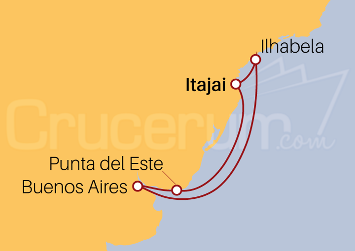 Itinerario Crucero Crucero Sudamericano desde Itajai 2022/23