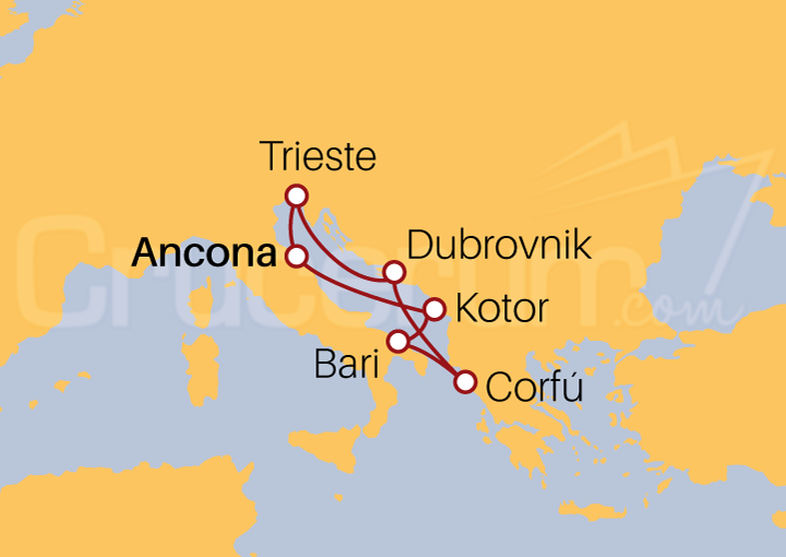 Itinerario Crucero Mar Adriático desde Ancona 2022
