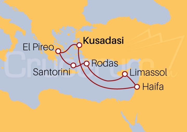 Itinerario Crucero Crucero Mediterráneo Oriental desde Kusadasi 2022