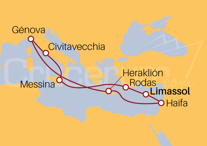 Itinerario Crucero Crucero Mediterráneo Oriental desde Limassol 2022