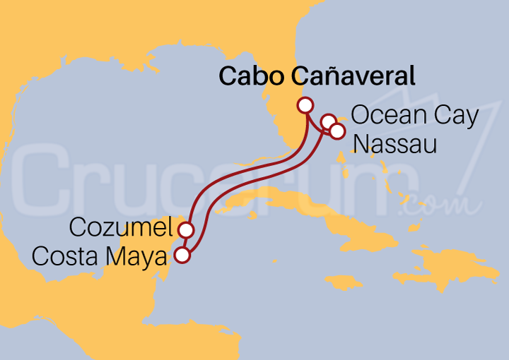 Itinerario Crucero Crucero Bahamas desde Cabo Cañaveral 2022/23