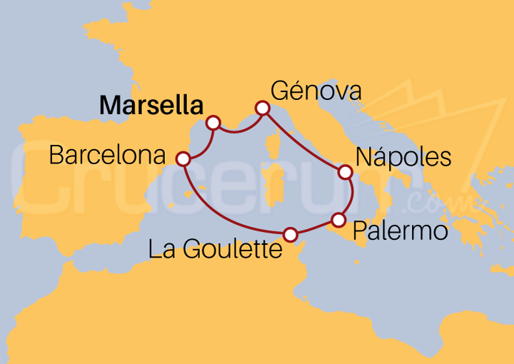 Itinerario Crucero Crucero Tunecino desde Marsella 2022