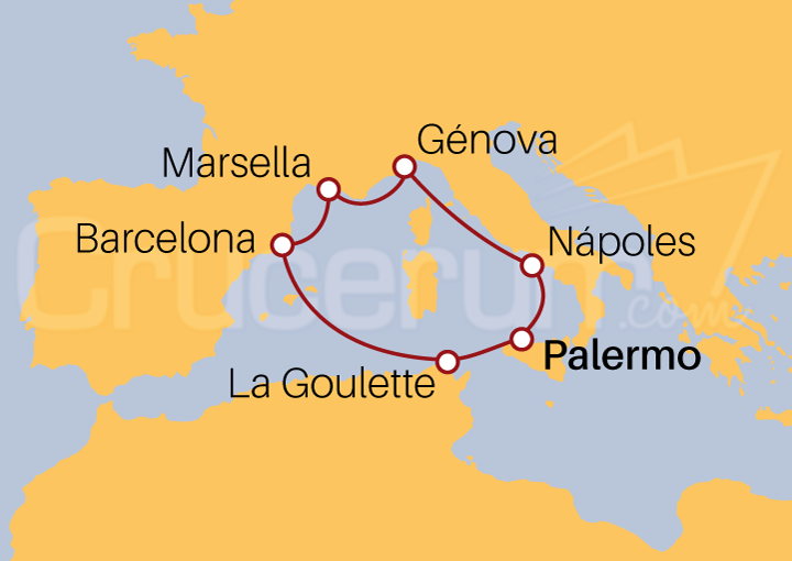 Itinerario Crucero Crucero Maravilla Mediterránea desde Palermo 2023