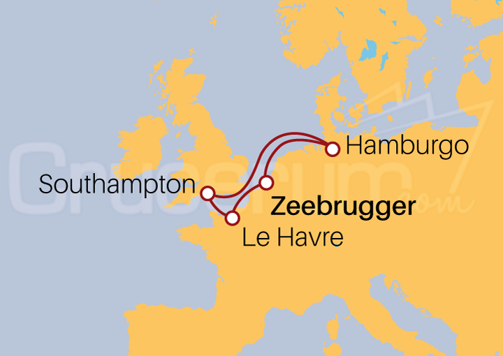 Itinerario Crucero Crucero Norte de Europa desde Zeebrugger 2022/23