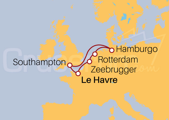 Itinerario Crucero Crucero Norte de Europa desde Le Havre 2023