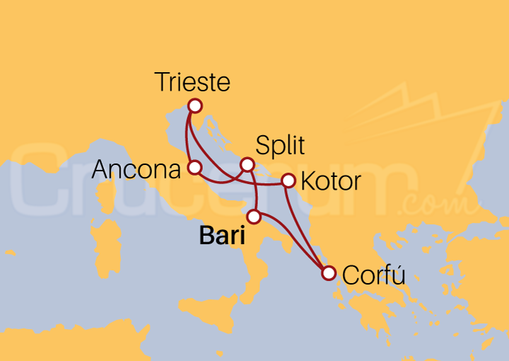 Itinerario Crucero Crucero Brisa Mediterránea desde Bari II 2023