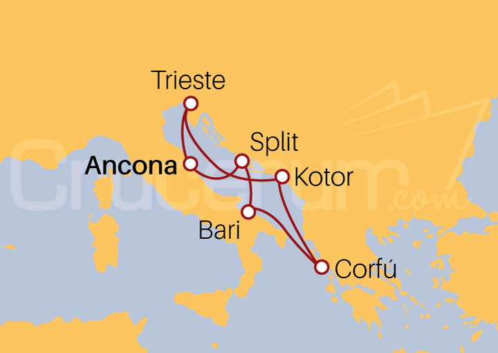 Itinerario Crucero Crucero Brisa Adriática desde Ancona 2023