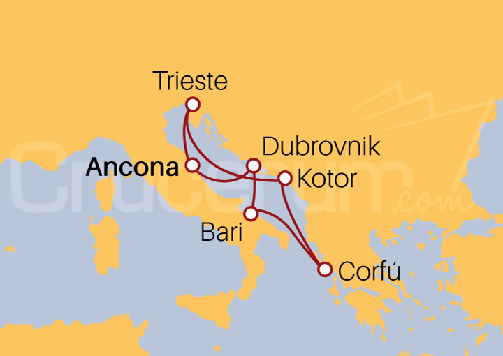 Itinerario Crucero Crucero Adriático desde Ancona 2023