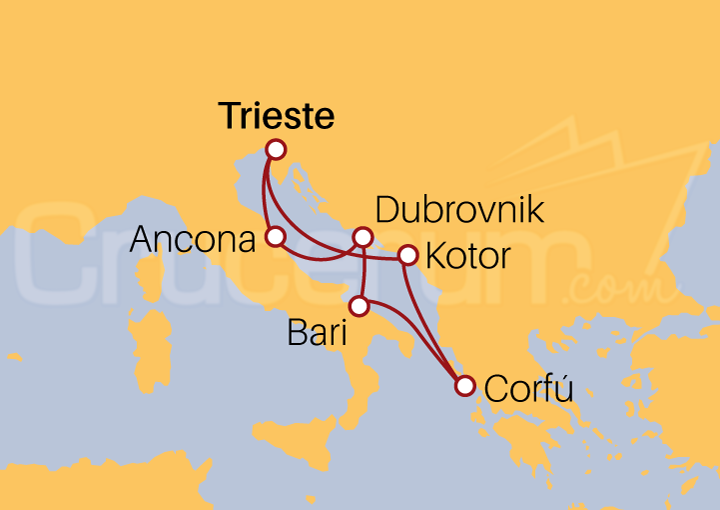 Itinerario Crucero Crucero Mar Adriático desde Trieste 2023
