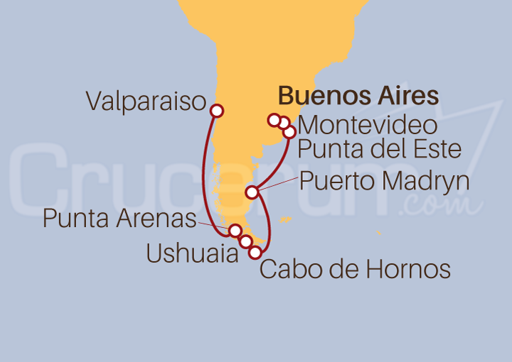 Itinerario Crucero De Buenos Aires a Valparaíso 2022