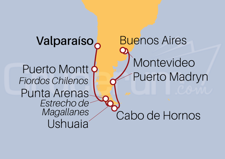 Itinerario Crucero De Valparaíso a Buenos Aires 2023
