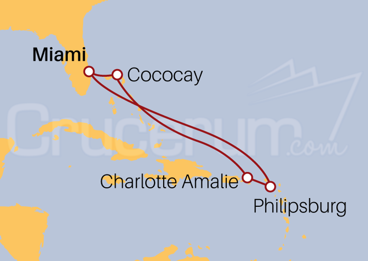 Itinerario Crucero Caribe desde MIAMI 2022