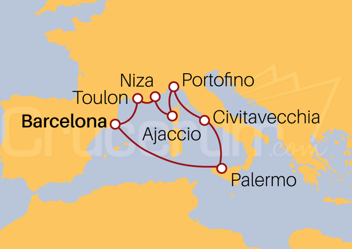 Itinerario Crucero Crucero Brisa Mediterránea 2023