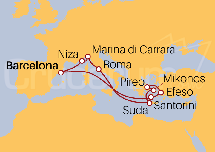 Itinerario Crucero Crucero Gran Mediterráneo 2023