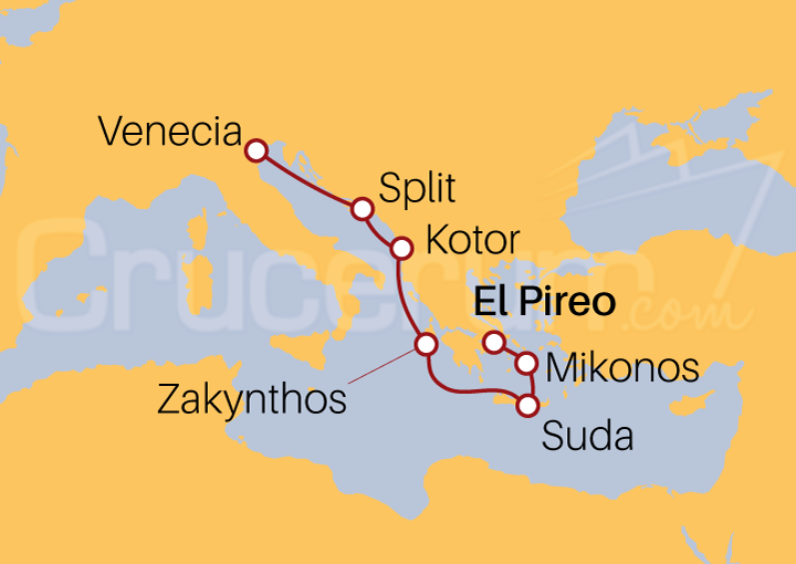 Itinerario Crucero Crucero desde Atenas a Venecia 2023