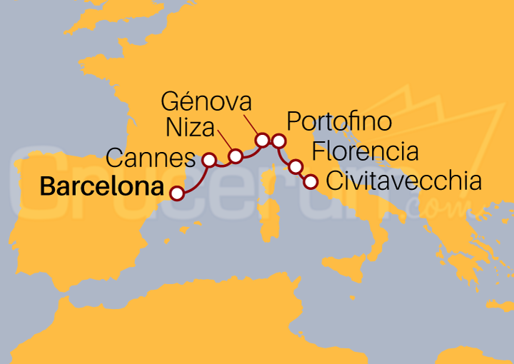 Itinerario Crucero Crucero De Barcelona a Civitavecchia