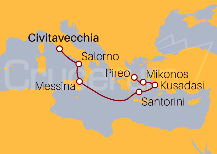 Itinerario Crucero Crucero desde Civitavecchia a Atenas 2023
