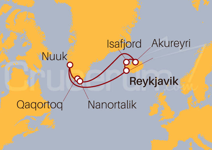 Itinerario Crucero Islandia, Groenlandia y Canadá