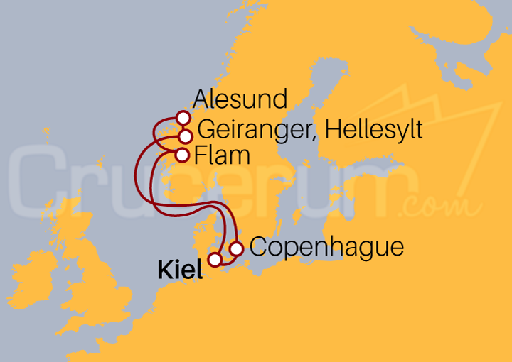 Itinerario Crucero Crucero Noruego desde Kiel 2022