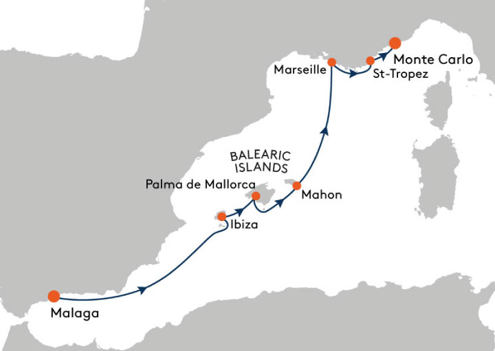 Itinerario Crucero Crucero Mediterráneo desde Málaga
