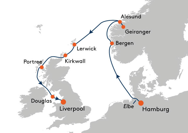 Itinerario Crucero Crucero Fiordos Noruegos desde Hamburgo