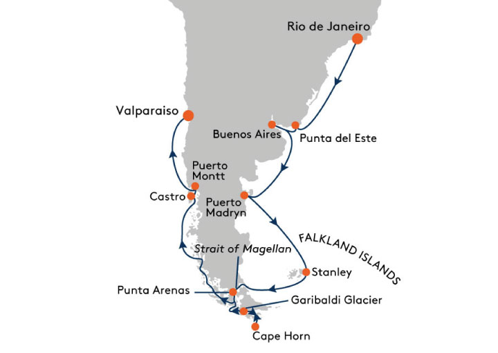 Itinerario Crucero Crucero de Río de Janeiro a Valparaiso