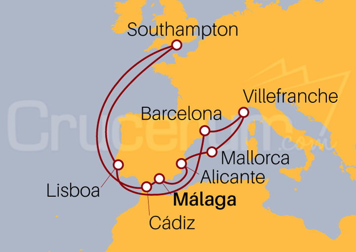Itinerario Crucero Crucero desde Málaga 2022
