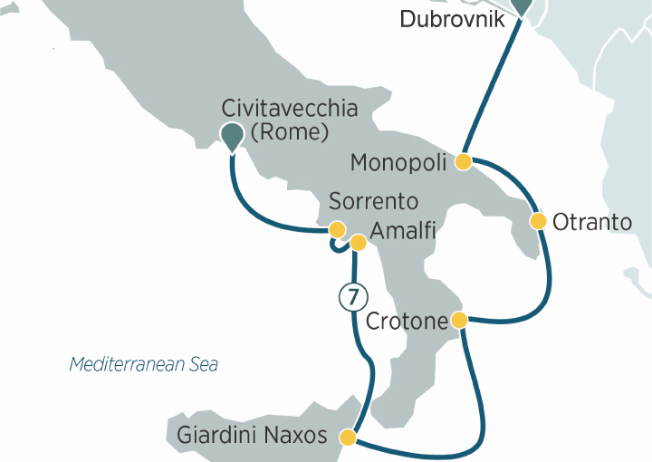 Itinerario Crucero Crucero el sur de Italia