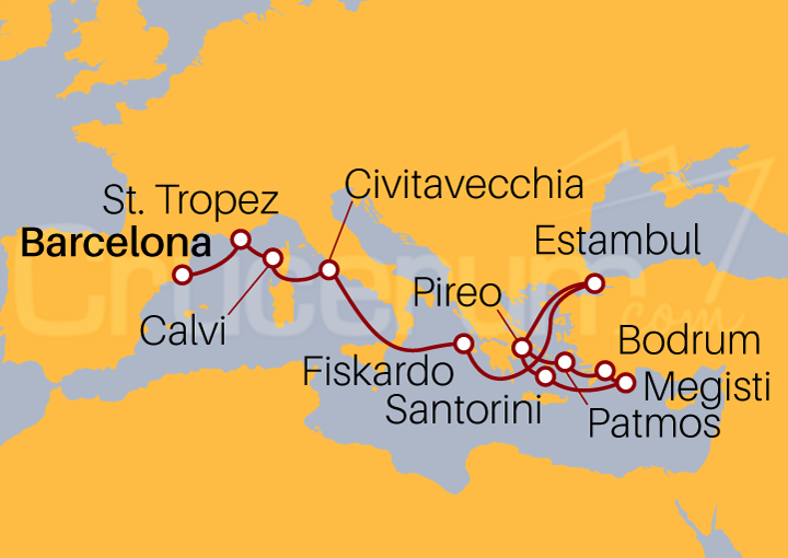 Itinerario Crucero Crucero extendido por los Imperios Mediterráneos