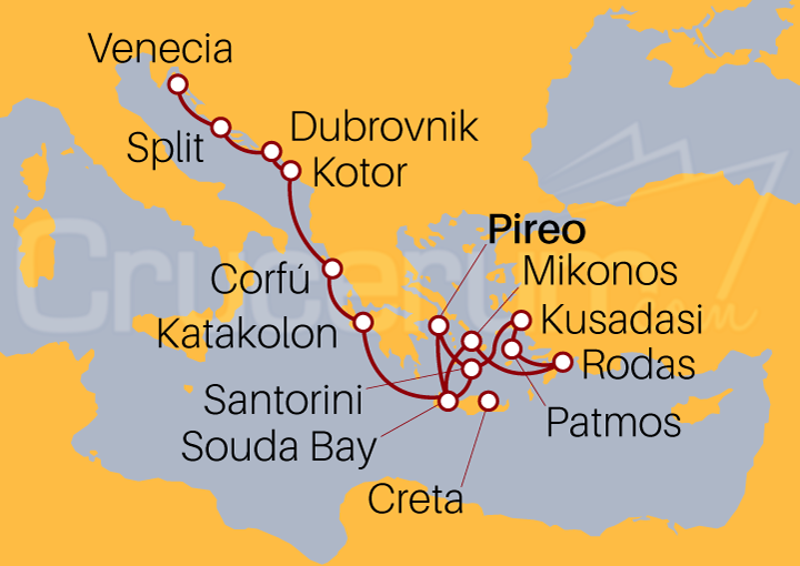 Itinerario Crucero Crucero de Atenas a Venecia