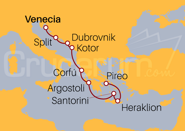 Itinerario Crucero Crucero de Fusina (Venecia) a Atenas