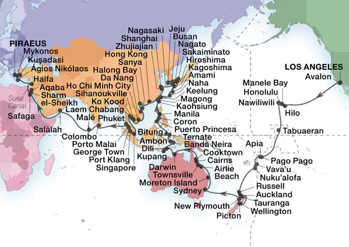 Itinerario Crucero Crucero Vuelta al Mundo 2024