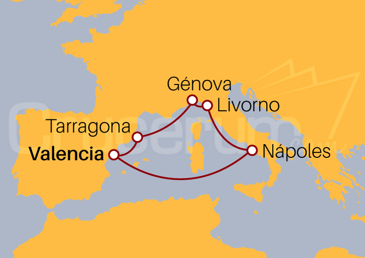 Itinerario Crucero Crucero Mediterráneo desde Valencia