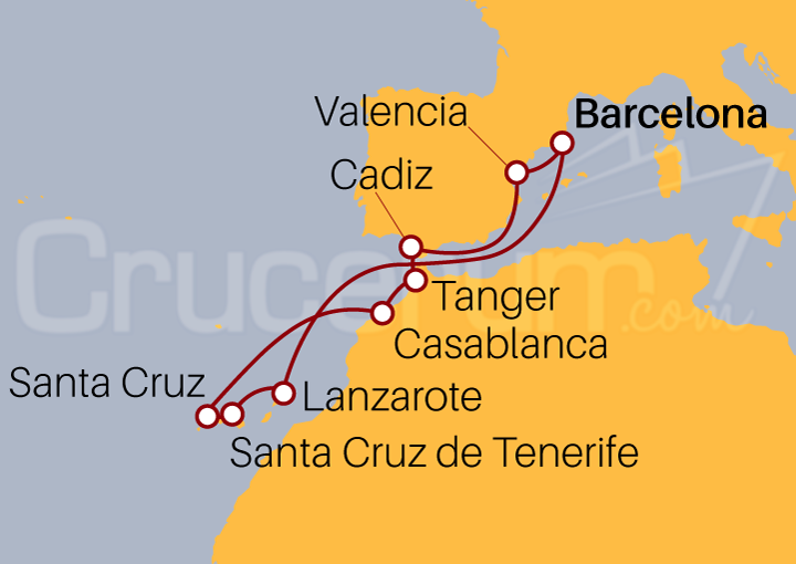 Itinerario Crucero Islas Canarias desde Southampton 2022