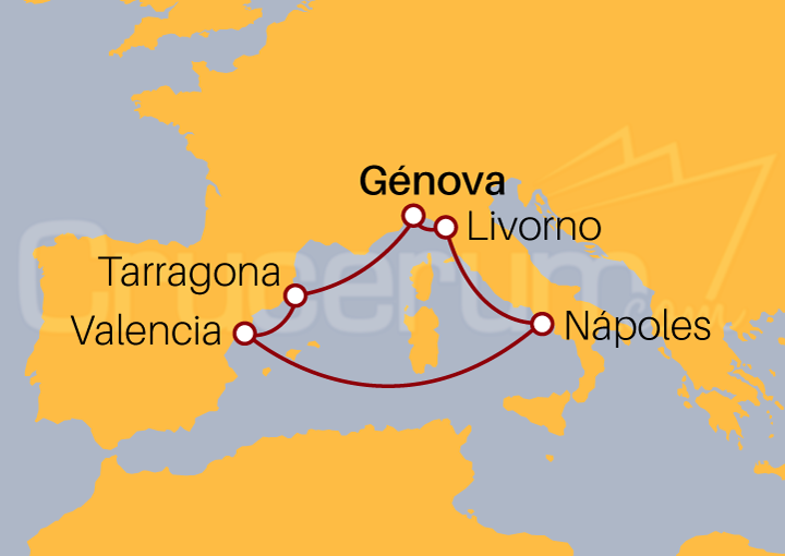 Itinerario Crucero Crucero Mediterráneo desde Génova