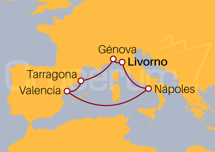 Itinerario Crucero Crucero Mediterráneo desde Livorno