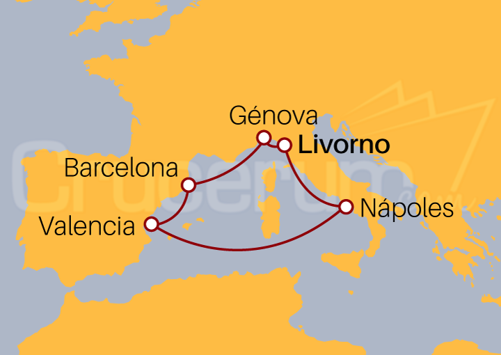 Itinerario Crucero Crucero por el Mediterráneo desde Livorno