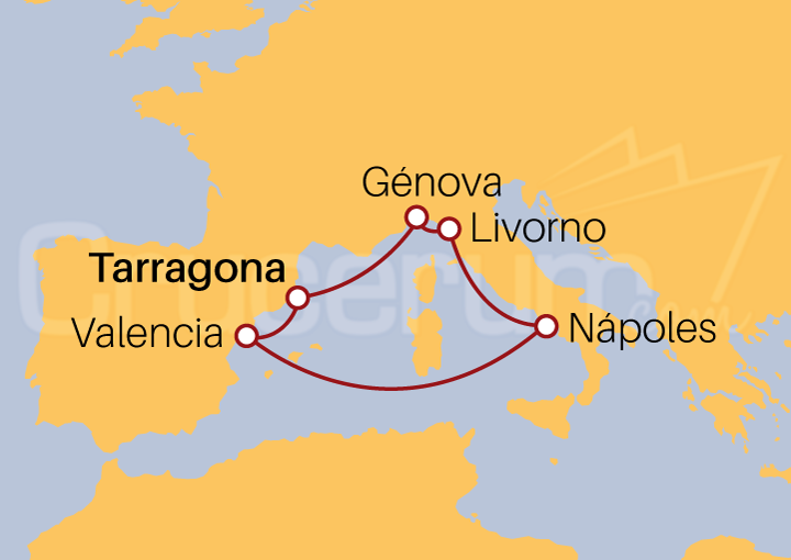 Itinerario Crucero Crucero Mediterráneo desde Tarragona