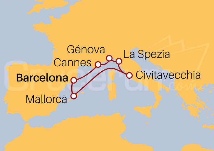 Itinerario Crucero Crucero Otono Mediterráneo desde Barcelona 2022