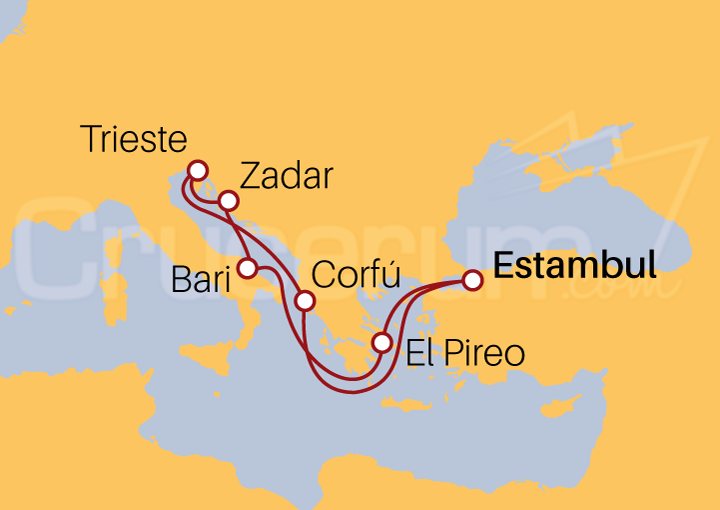 Itinerario Crucero Crucero Egeo y Adriático desde Estambul 2022