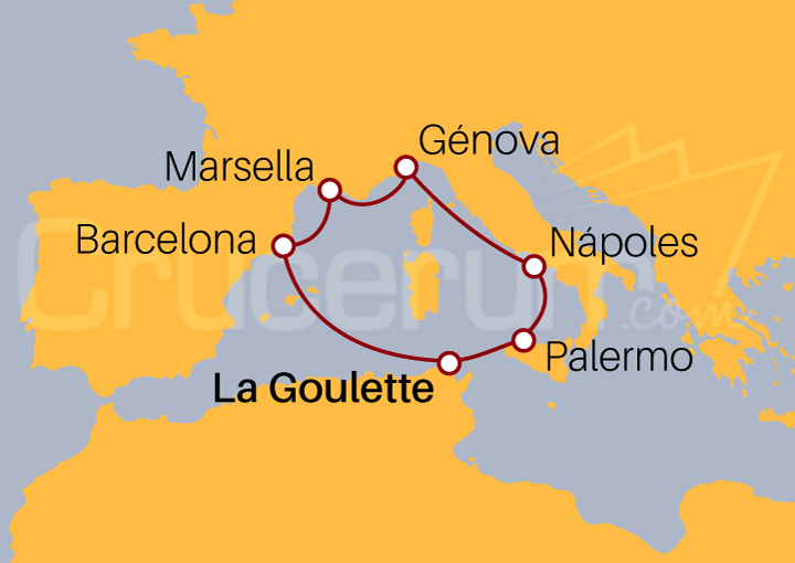 Itinerario Crucero Crucero Mediterráneo desde La Goulette